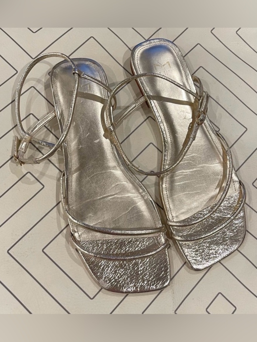 Marc Fisher Metallic Gold Strappy Flat Sandals. Size 10 in Excellent condition